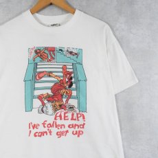 画像1: 90's USA製 "HELP! I've fallen and I can't get up" イラストプリントTシャツ XL (1)