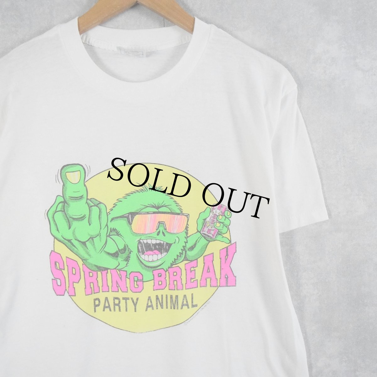 画像1: 80's "SPRING BREAK PARTY ANIMAL" イラストプリントTシャツ XL (1)