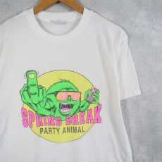 画像1: 80's "SPRING BREAK PARTY ANIMAL" イラストプリントTシャツ XL (1)