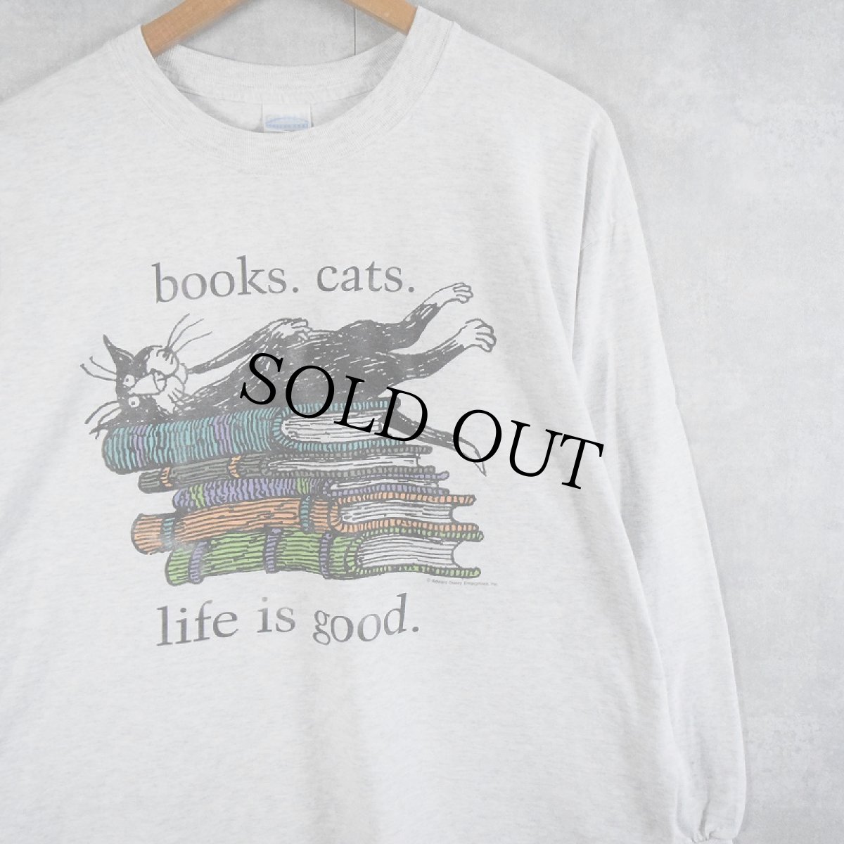 画像1: Edward Gorey "books.cats." 本×ねこプリントロンT XL (1)