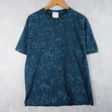 画像1: 90's Baffalo アート総柄Tシャツ L (1)