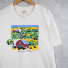 画像1: 90's USA製 "WHERE'S MOO?" 牛イラストTシャツ XL (1)