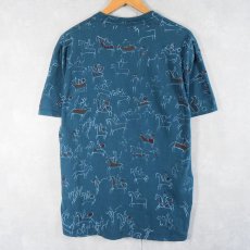 画像2: 90's Baffalo アート総柄Tシャツ L (2)