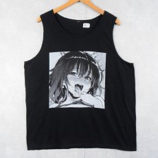 画像1: アニメキャラクター プリントタンクトップ BLACK XL (1)