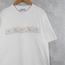 画像1: MICHIGAN RAG CO. USA製 猫プリントTシャツ XL (1)