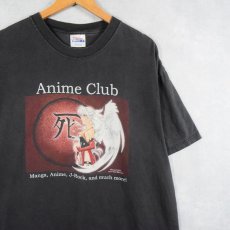 画像1: 2000's "Anime Club" キャラクタープリントTシャツ BLACK L (1)