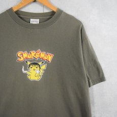 画像1: "SMOKEMON" ピカチュウ パロディプリントTシャツ L (1)