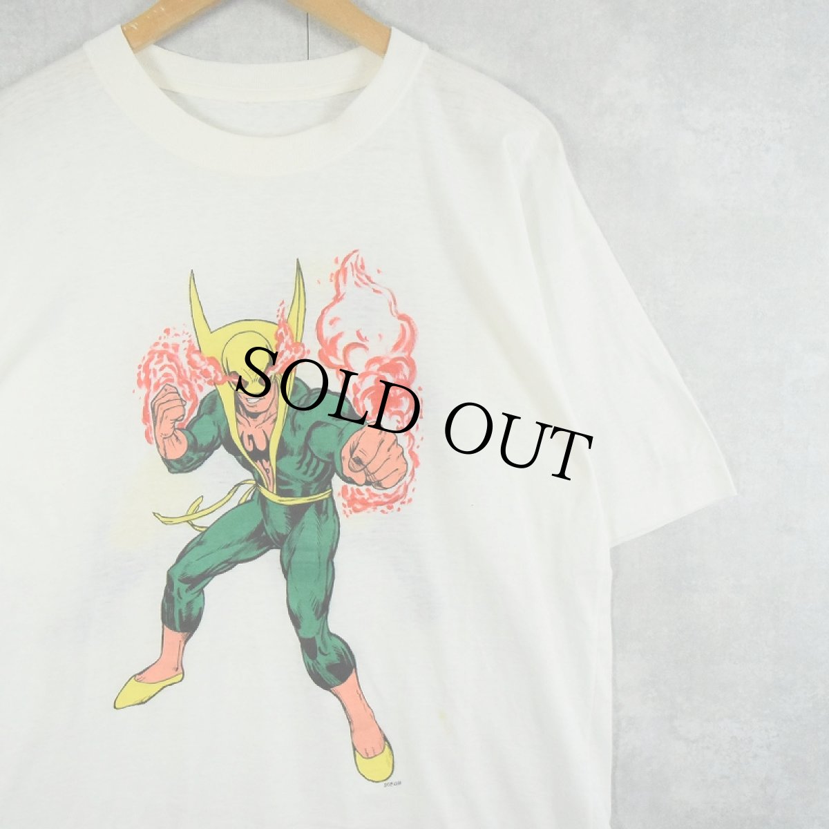 画像1: 80〜90's MARVEL COMICS アイアン・フィスト×ウルヴァリン ハンドペイントTシャツ (1)