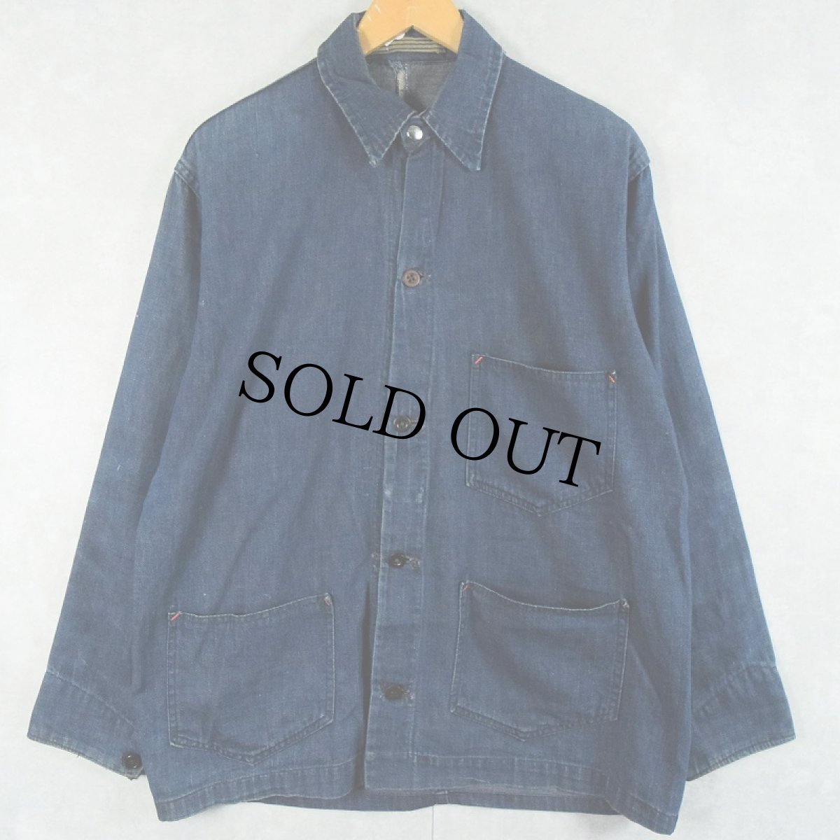 画像1: 50's US/CAN UNKNOWN Indigo Denim Chore Jacket (1)