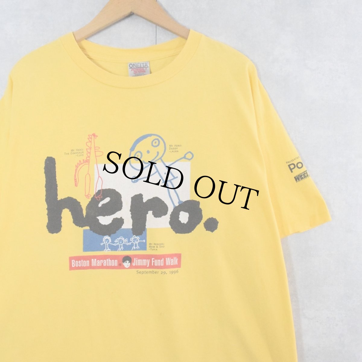 画像1: 90's Boston Marathon "hero." イラストプリントTシャツ XL (1)