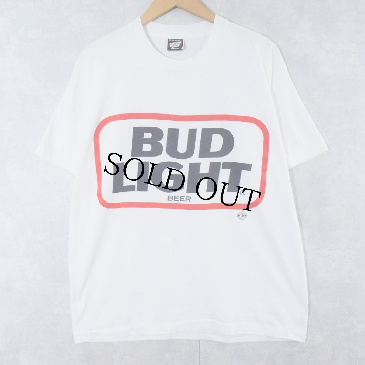 画像1: 90's Budweiser BUD LIGHT USA製 ビールロゴプリントTシャツ XL (1)