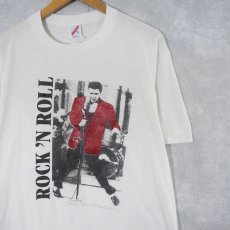 画像1: 90's Elvis Presley USA製 "ROCK'NROLL" ラメプリント ミュージシャンTシャツ XL (1)