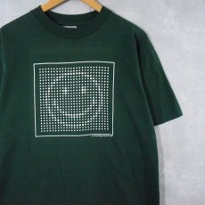 画像1: 90's スマイル ドットアートプリントTシャツ GREEN L (1)