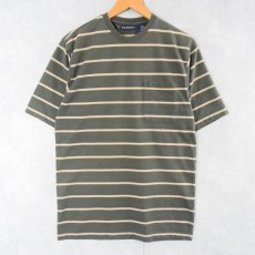 画像1: 90〜2000's puritan マルチボーダー柄 ポケットTシャツ S (1)