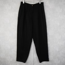 画像1: 80's〜 CASUAL CORNER PETITE 2タック リネンスラックス BLACK W31 (1)