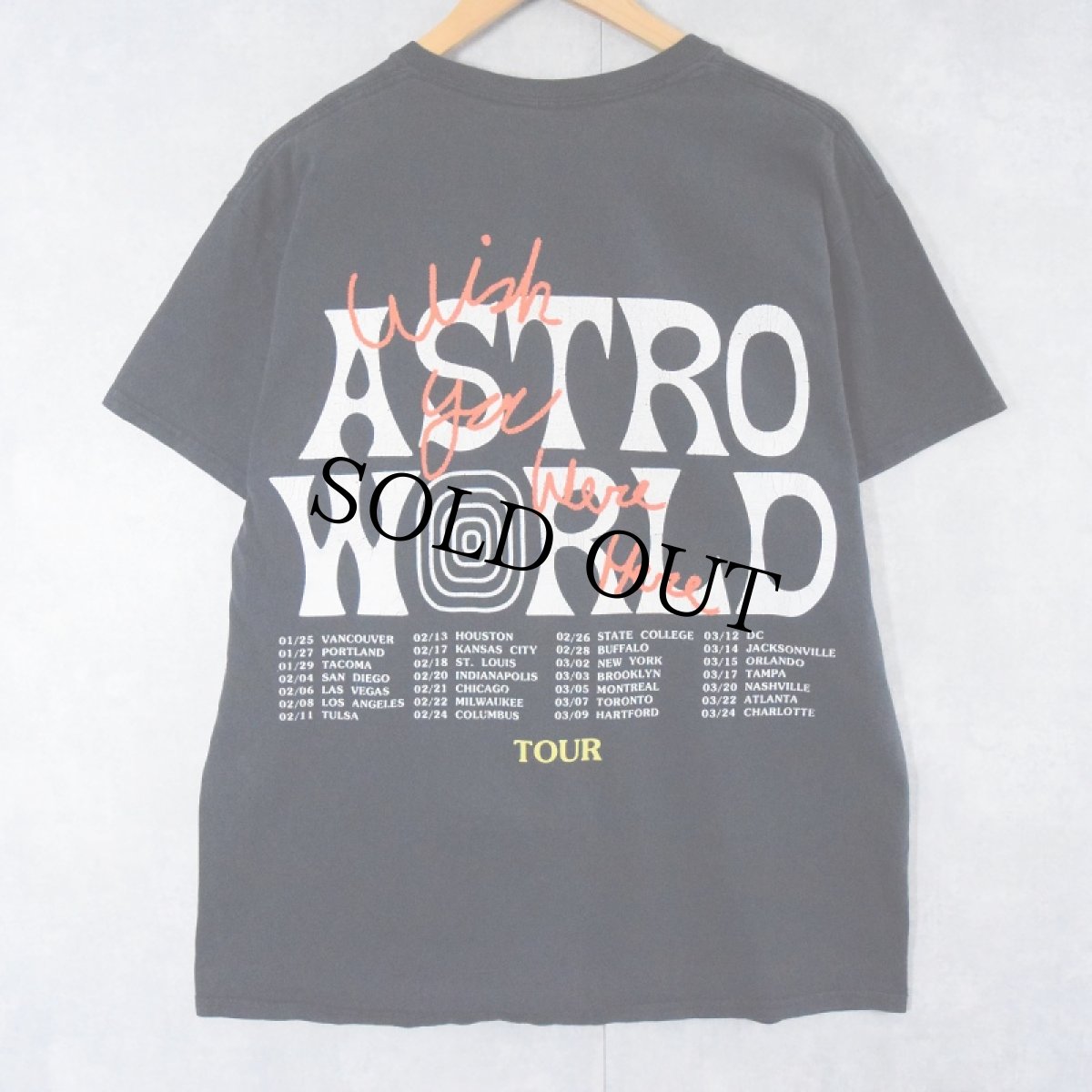 画像1: Travis Scott ASTRO WORLD "Wish You Were Here" ヒップホップツアーTシャツ BLACK M (1)