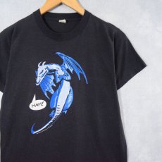 画像1: 80's MARVEL USA製 ドラゴン プリントTシャツ BLACK M (1)