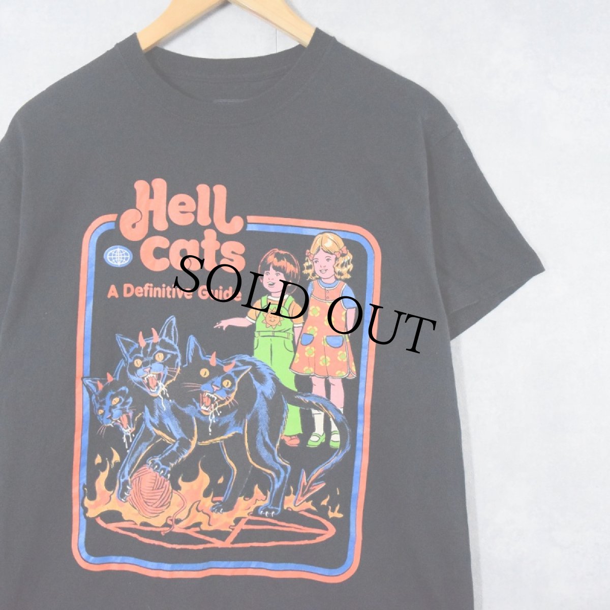 画像1: Steven Rhodes "Hell cats" イラストプリントTシャツ BLACK M (1)