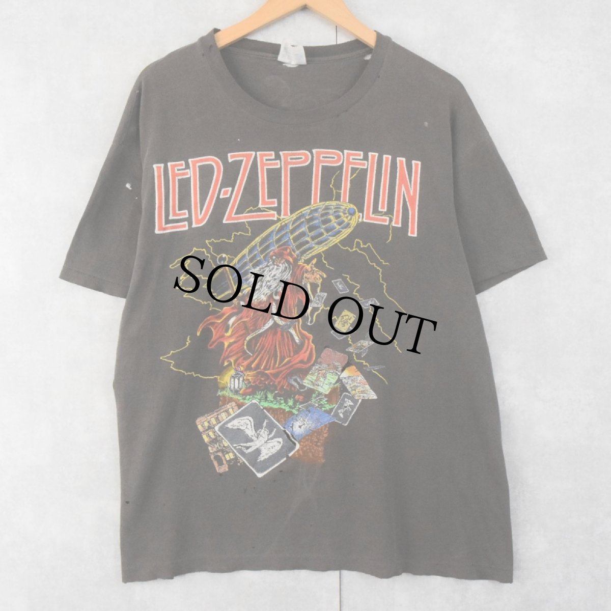 画像1: 80's Led Zeppelin USA製 ロックバンド プリントTシャツ BLACK XL (1)