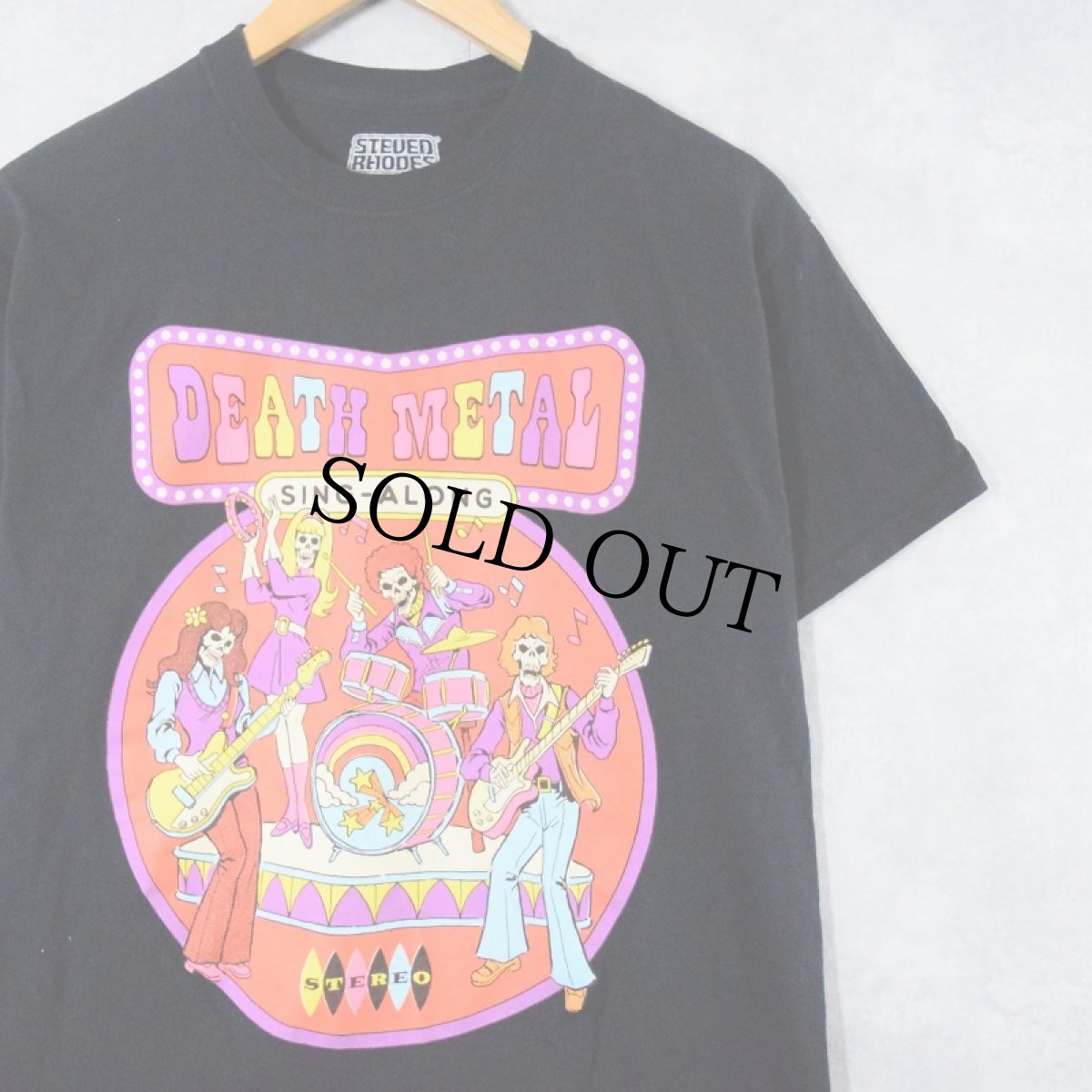 画像1: Steven Rhodes "DEATH METAL" イラストプリントTシャツ BLACK M (1)