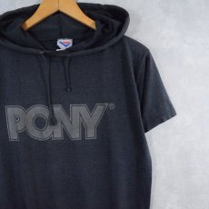 画像1: 90's PONY フード付き ロゴプリントTシャツ GRAY L (1)