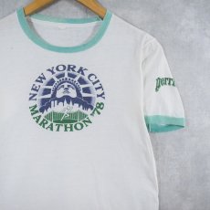 画像1: 70's Perrier "NEW YORK CITY MARATHON '78" プリントリンガーTシャツ  (1)