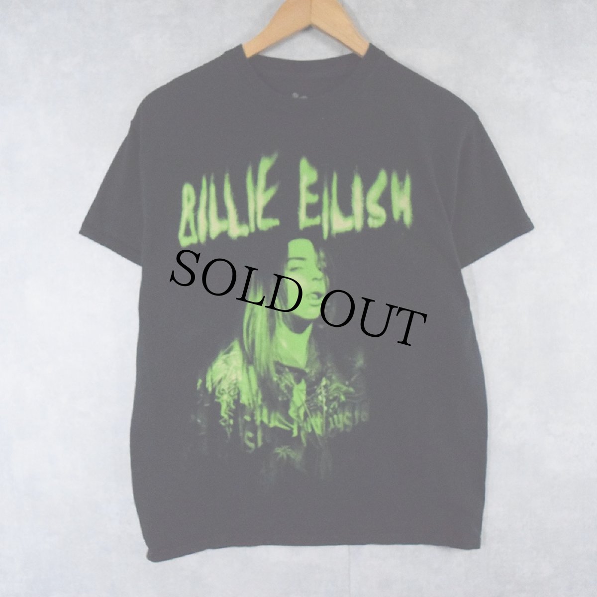 画像1: Billie Eilish ミュージシャンフォトプリントTシャツ BLACK M  (1)