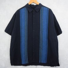 画像1: CUBAVERA リネン×コットン キューバシャツ NAVY XL (1)