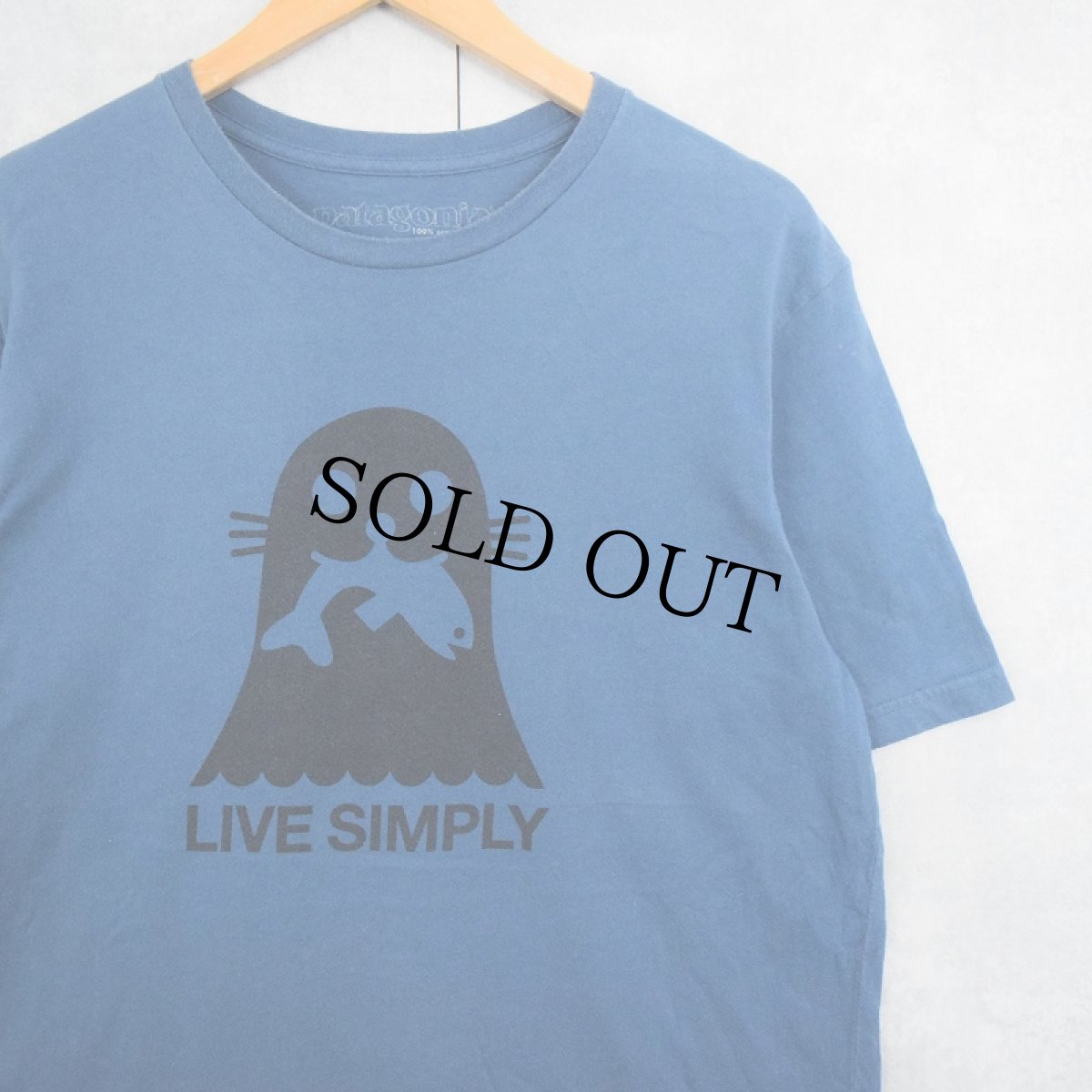 画像1: Patagonia "LIVE SIMPLY" アザラシプリントTシャツ M (1)