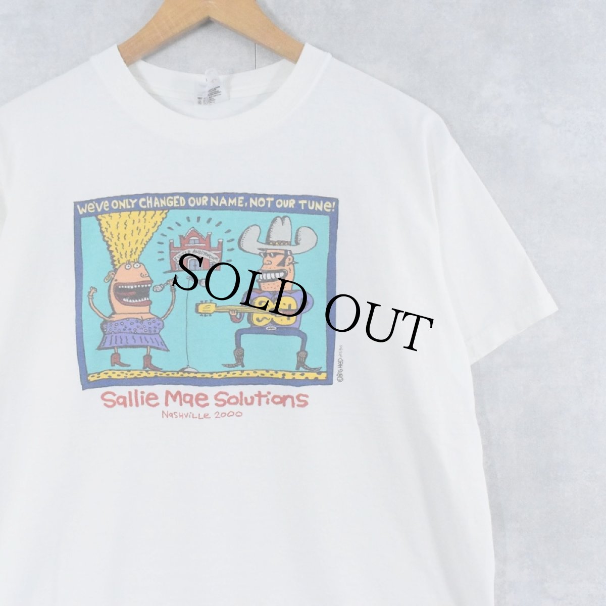 画像1: 2000's BIG HED designs "Sallie Mae Solutions" アートプリントTシャツ L (1)