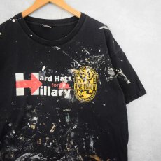 画像1: Hard Hats for Hillary 選挙運動 ペンキペイント プリントTシャツ BLACK XL (1)