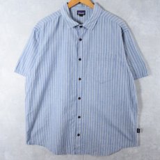 画像1: Patagonia ストライプ柄 オーガニックコットンシャツ L (1)