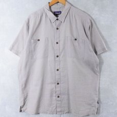 画像1: Patagonia ドット柄 ヘンプ×オーガニックコットン バックステップシャツ XL (1)