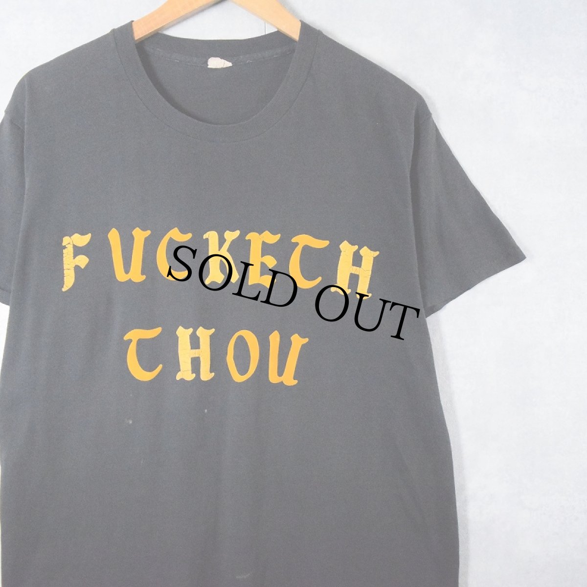 画像1: 80's USA製 "FUCKECH CHOU" カラーフロッキー プリントTシャツ BLACK XL (1)