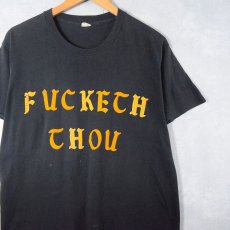 画像1: 80's USA製 "FUCKECH CHOU" カラーフロッキー プリントTシャツ BLACK XL (1)