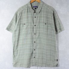 画像1: Patagonia チェック柄 ヘンプ×オーガニックコットン シャツ XL (1)