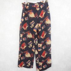 画像2: 80's JH Collectibles 総柄 シルクパンツ NAVY W31 (2)