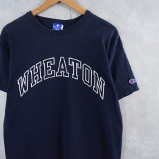 画像1: 90's Champion USA製 "WHEATON" プリントTシャツ NAVY L (1)