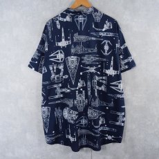 画像2: STAR WARS 宇宙船柄 シャツ NAVY 2XL (2)