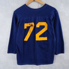 画像2: 60〜70's "72" ラバープリントフットボールTシャツ NAVY 36 (2)