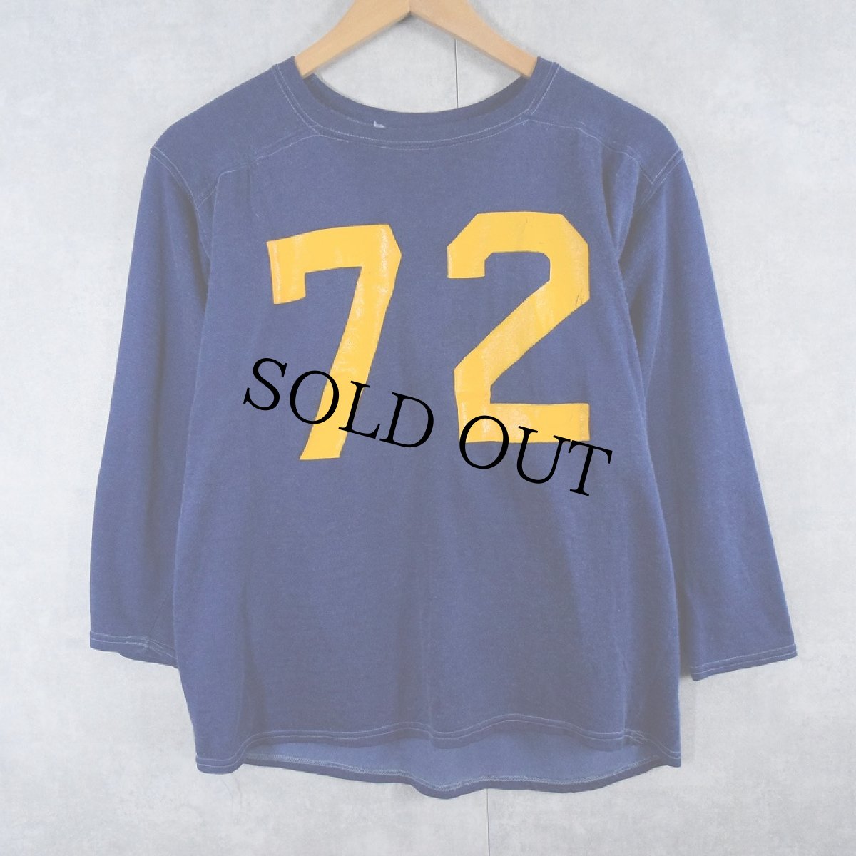 画像1: 60〜70's "72" ラバープリントフットボールTシャツ NAVY 36 (1)