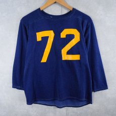 画像1: 60〜70's "72" ラバープリントフットボールTシャツ NAVY 36 (1)