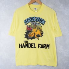 画像1: 70's USA製 "THE HANDEL FARM" フロッキープリントTシャツ L (1)