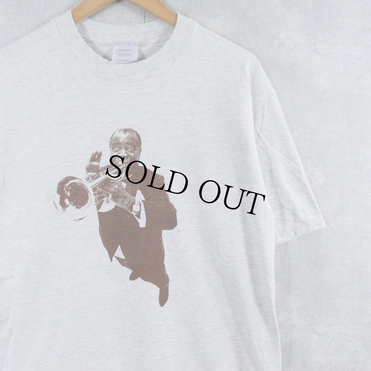 画像1: Louis Armstrong トランペット奏者 プリントTシャツ L (1)