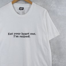 画像1: 90's USA製 "Eat your heart out. I'm retired." メッセージプリントTシャツ L (1)