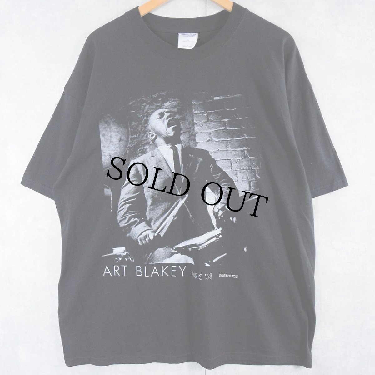 画像1: 90's ART BLAKEY ジャズドラマー プリントTシャツBLACK XL (1)