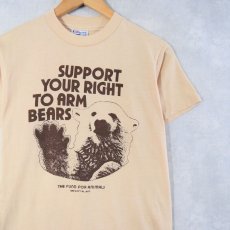 画像1: 80's USA製 "SUPPORT YOUR RIGHT TO ARM BEARS" クマプリントTシャツ M (1)