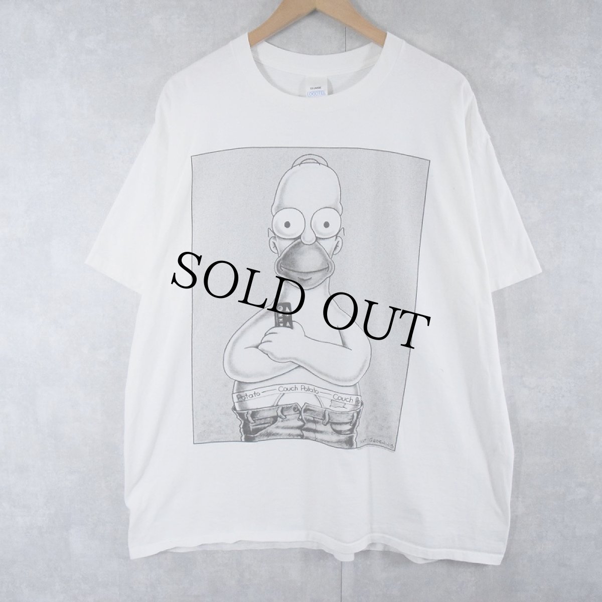 画像1: 90's THE SIMPSONS "Couch Potato" USA製 Calvin KleinパロディTシャツ XXL (1)