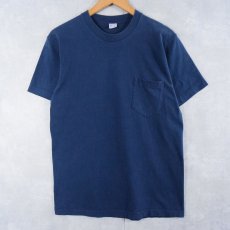 画像1: 70's JCPenney 無地 ポケットTシャツ NAVY L (1)