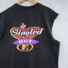 画像1: 90's MTV USA製 "Singled OUT" カットオフスリーブ ゲーム番組 ロゴプリントTシャツ XL (1)